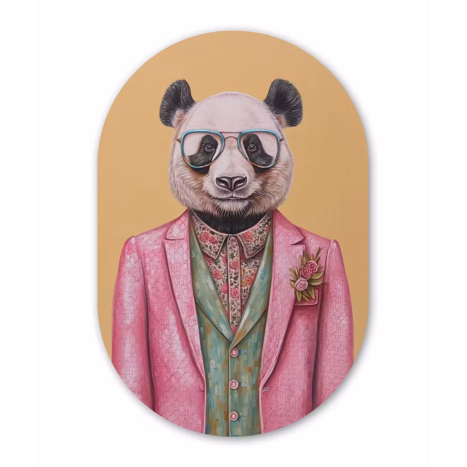 Muurovaal - aluminium - Panda - Pak - Zonnebril - Blauw — 1
