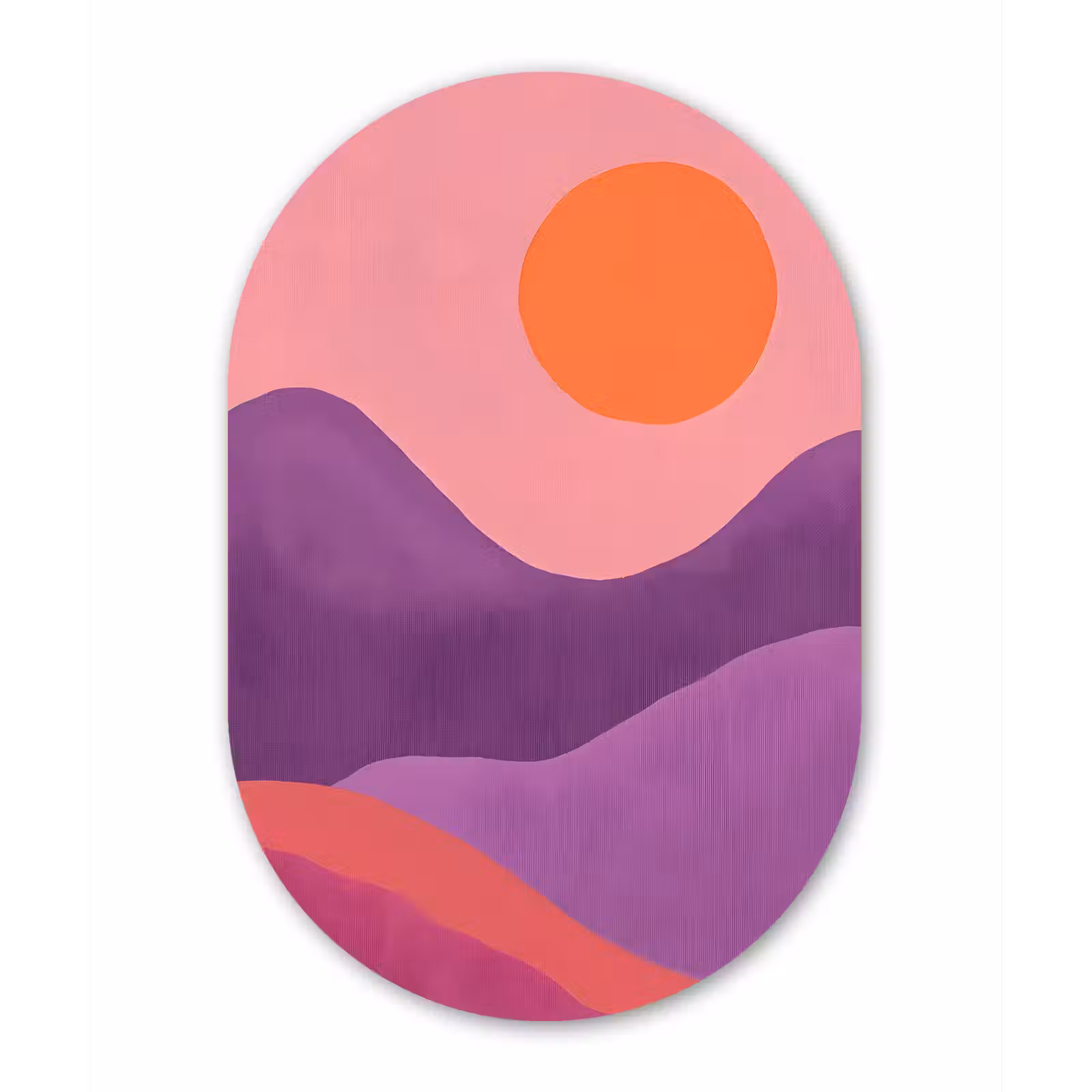 Muurovaal - aluminium - Zon - Heuvels - Paars - Abstract — 1