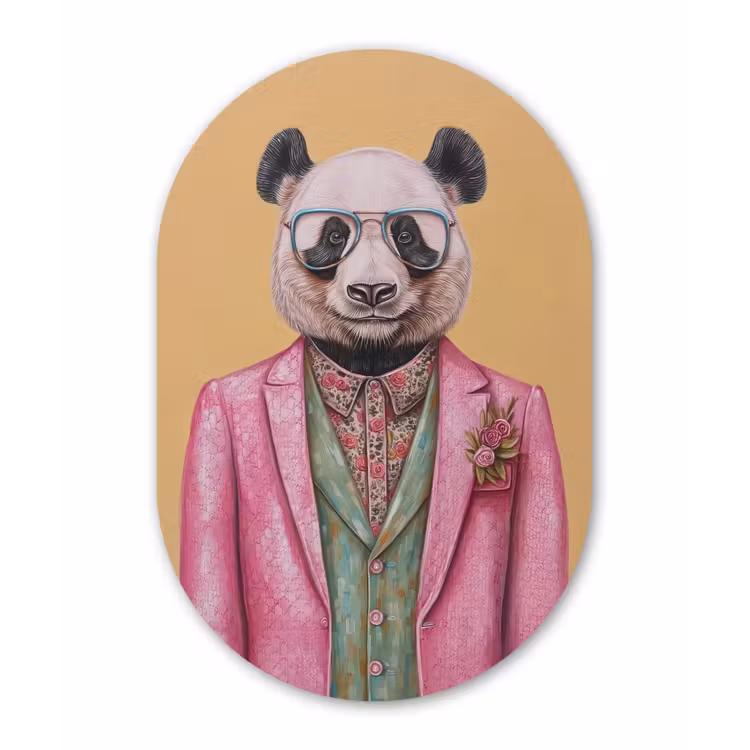 Muurovaal - aluminium - Panda - Pak - Zonnebril - Blauw — 1