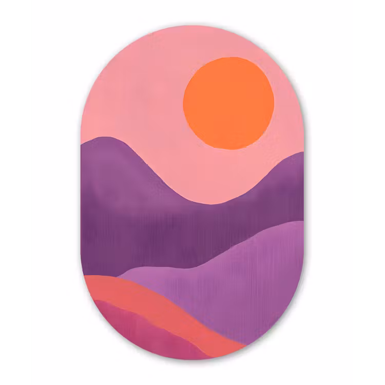 Muurovaal - aluminium - Zon - Heuvels - Paars - Abstract — 1