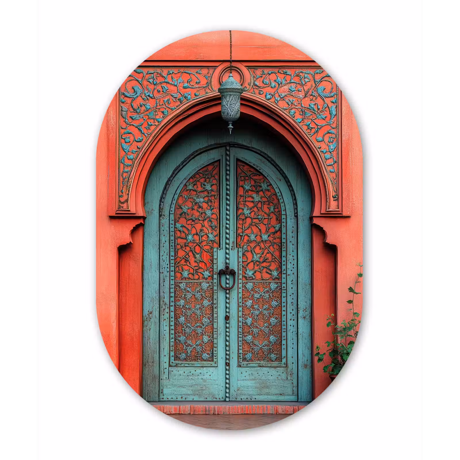 Muurovaal - aluminium - Lantaarn - Deur - Turquoise — 1