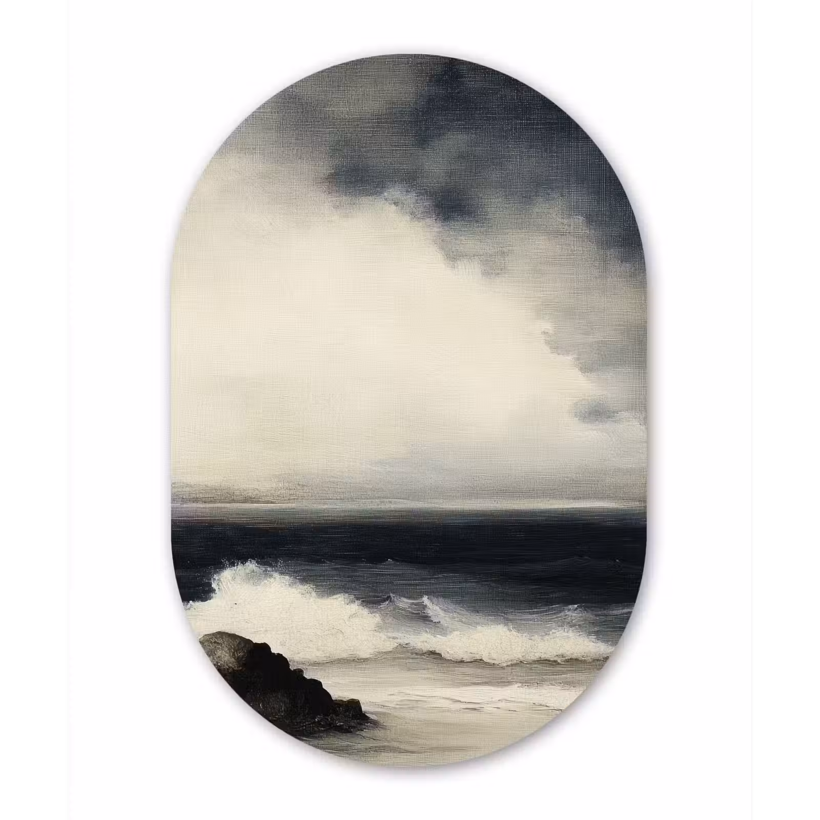 Muurovaal - aluminium - Zee - Rotsen - Storm — 1