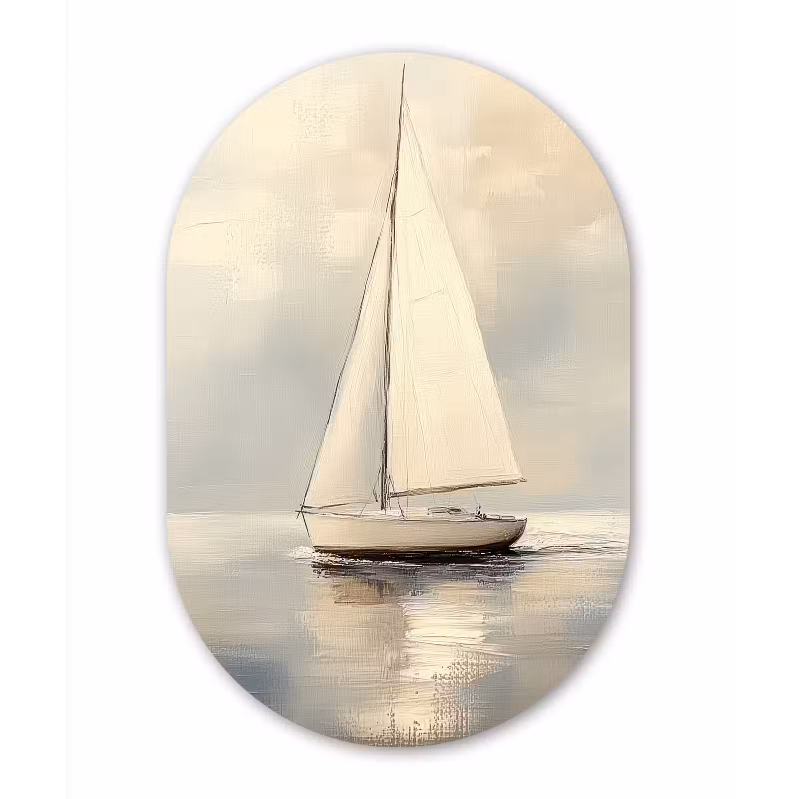 Muurovaal - aluminium - Zeilschip - Zee - Bewolkt — 1