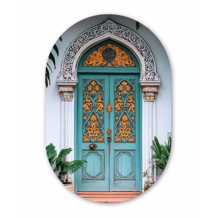 Muurovaal - aluminium - Deur - Patronen - Planten — 1