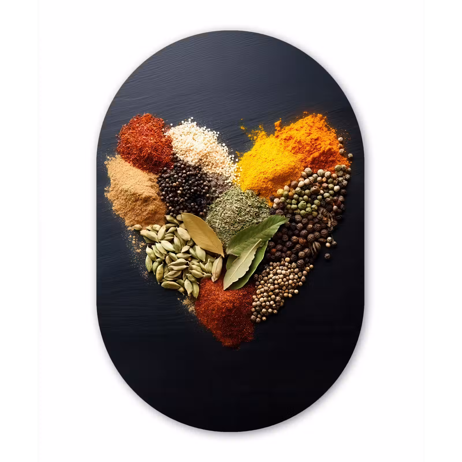 Muurovaal - aluminium - Specerijen - Mix - Hartvorm - Zwart — 1