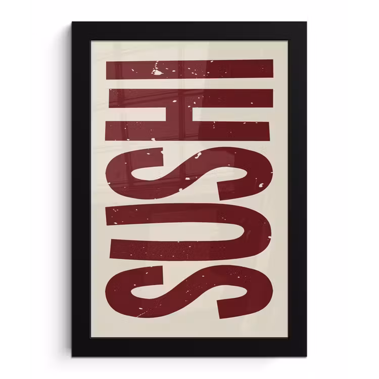 Poster met lijst - Sushi - Rood - Japandi - Decoratie — 1
