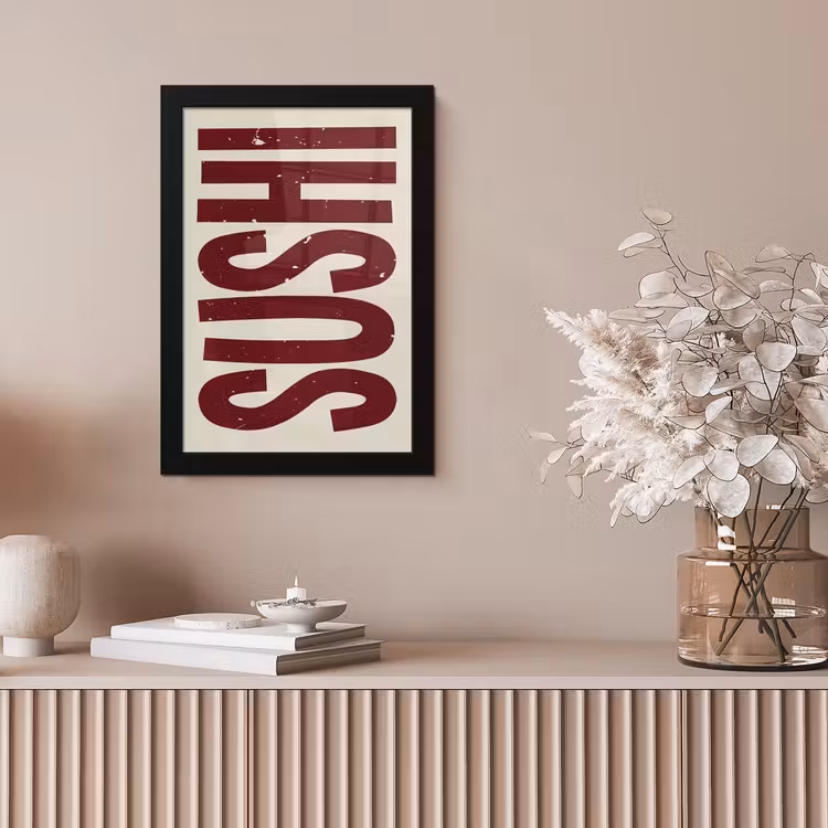 Poster met lijst - Sushi - Rood - Japandi - Decoratie — 5
