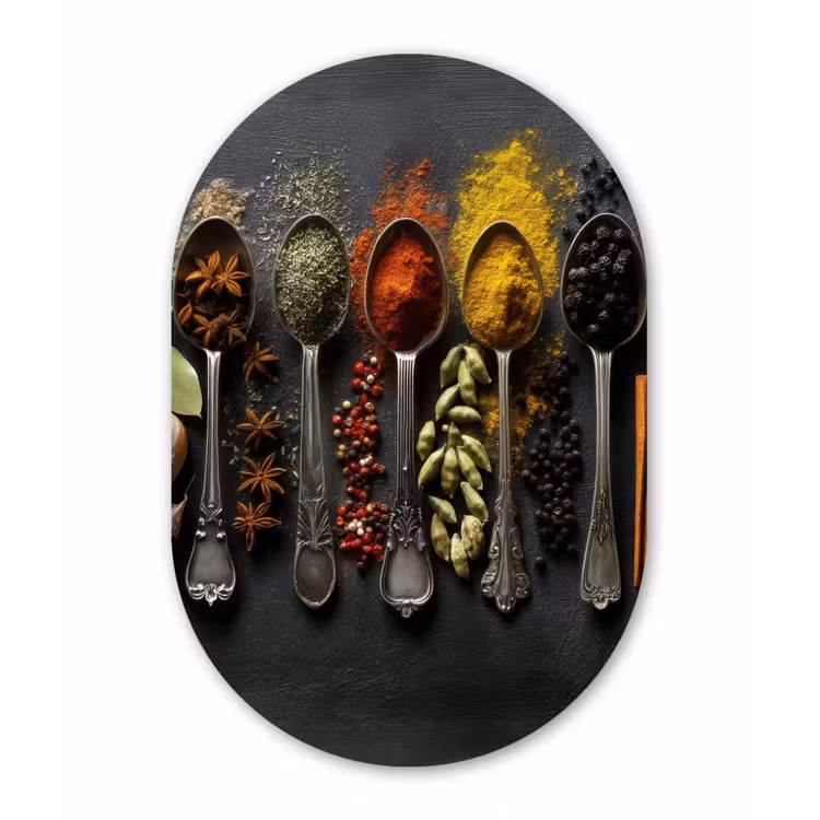 Muurovaal - aluminium - Lepels - Specerijen - Kaneel - Chili — 1