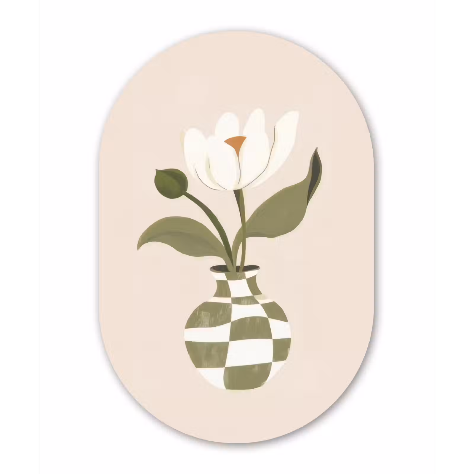 Muurovaal - aluminium - Vaas - Geruit - Bloem - Groen — 1