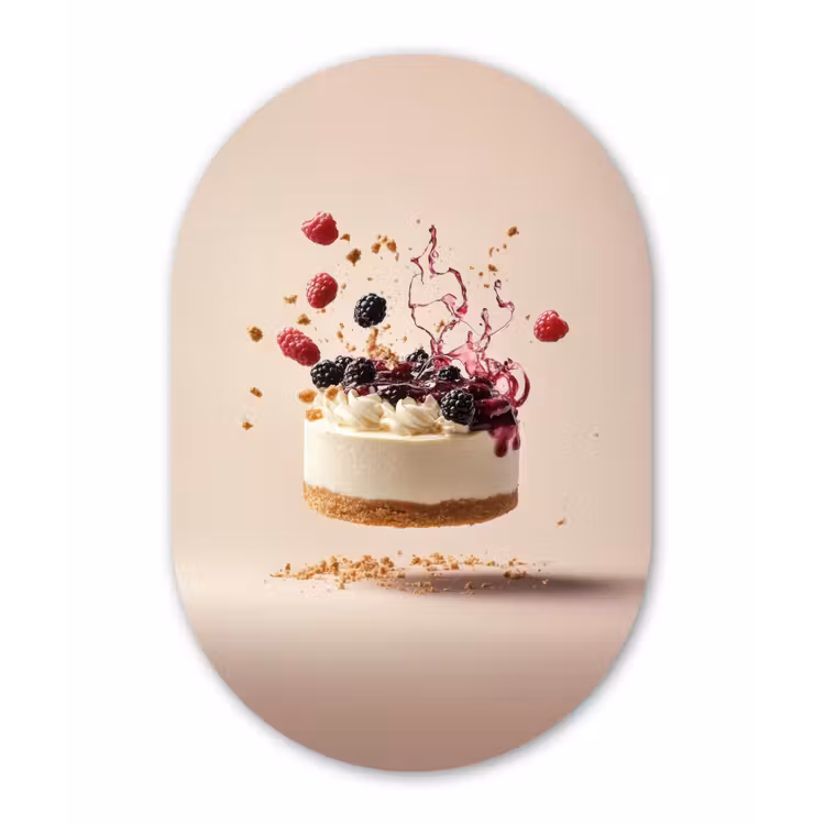 Muurovaal - aluminium - Cheesecake - Eten - Roze - Taart — 1