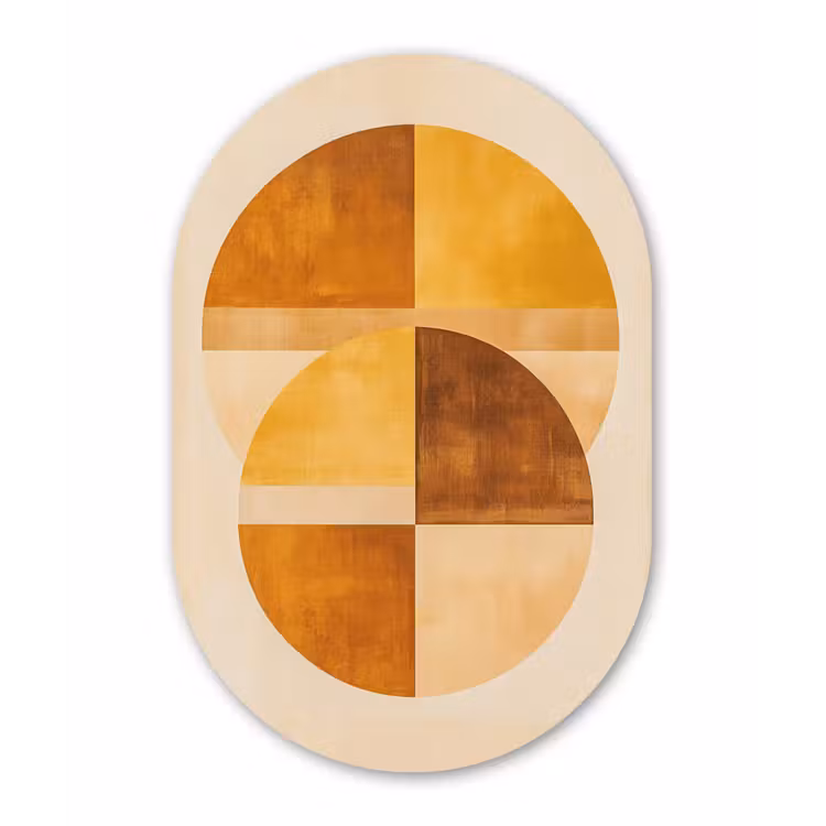 Muurovaal - aluminium - Cirkels - Geel - Minimalistisch — 1