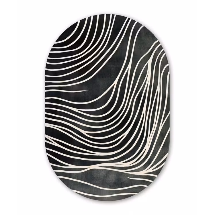 Muurovaal - aluminium - Lijnen - Patroon - Abstract - Wit — 1