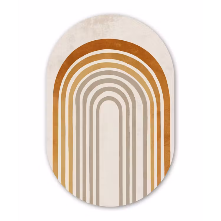 Muurovaal - aluminium - Minimalistisch - Boog - Lijnen - Beige — 1