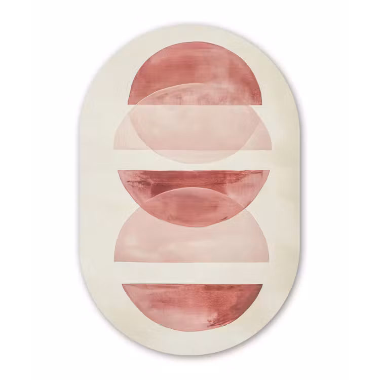 Muurovaal - aluminium - Minimalistisch - Cirkels - Roze — 1