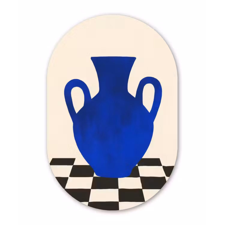 Muurovaal - aluminium - Vaas - Blauw - Geblokt - Modern — 1