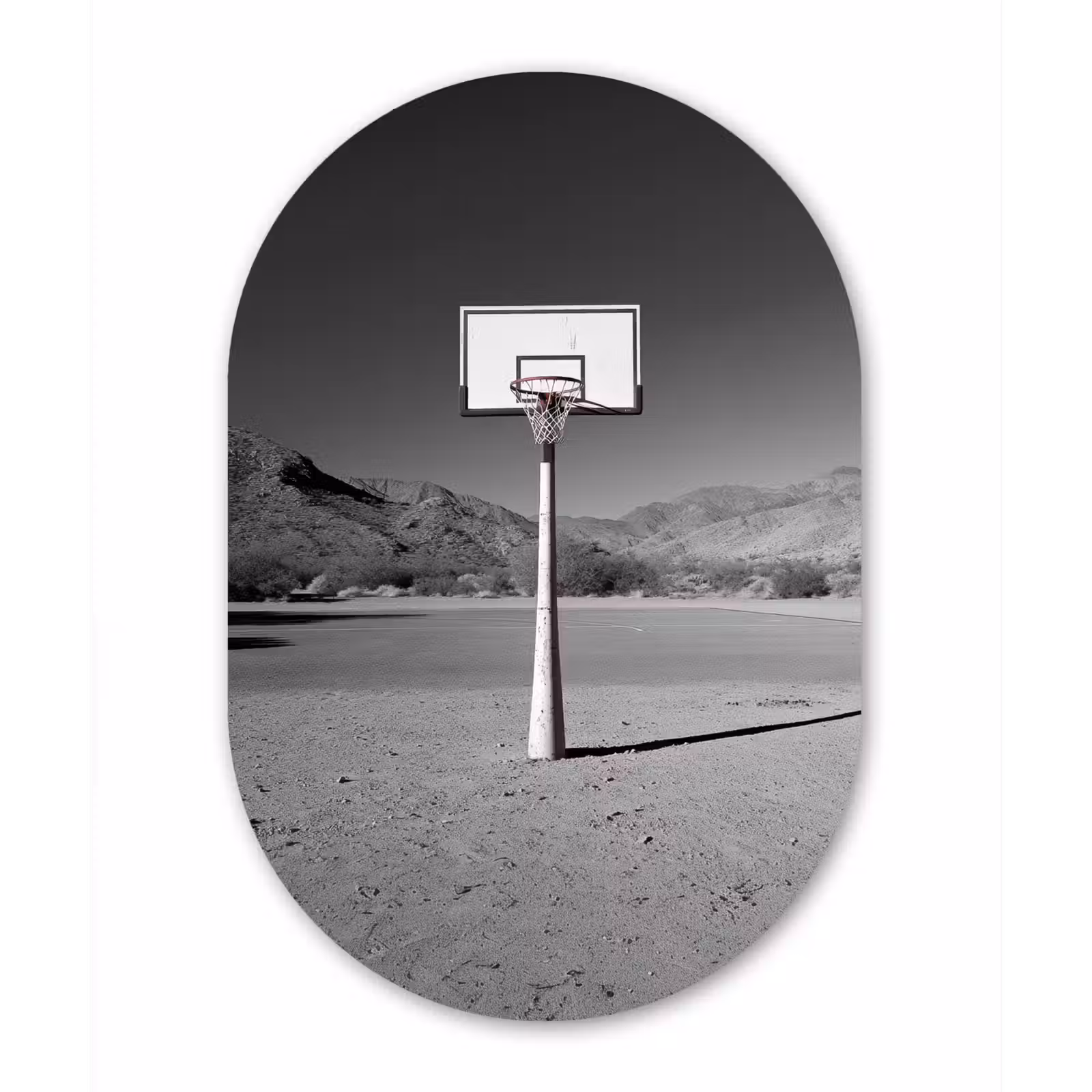 Muurovaal - aluminium - Basketbalpaal - Landschap - Zand - Wit — 1