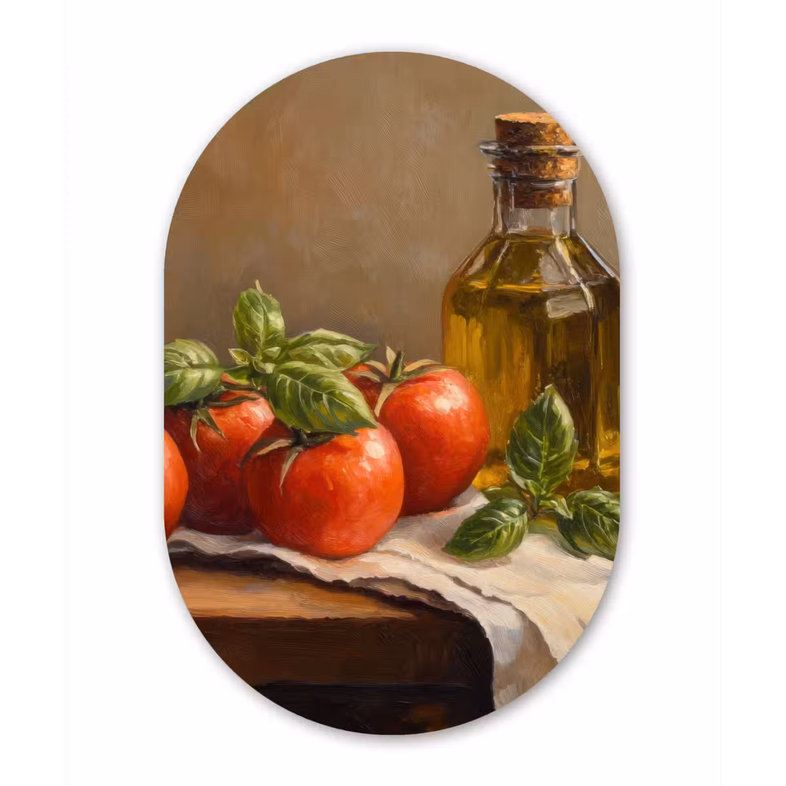 Muurovaal - aluminium - Tomaten - Olijfolie - Stilleven — 1
