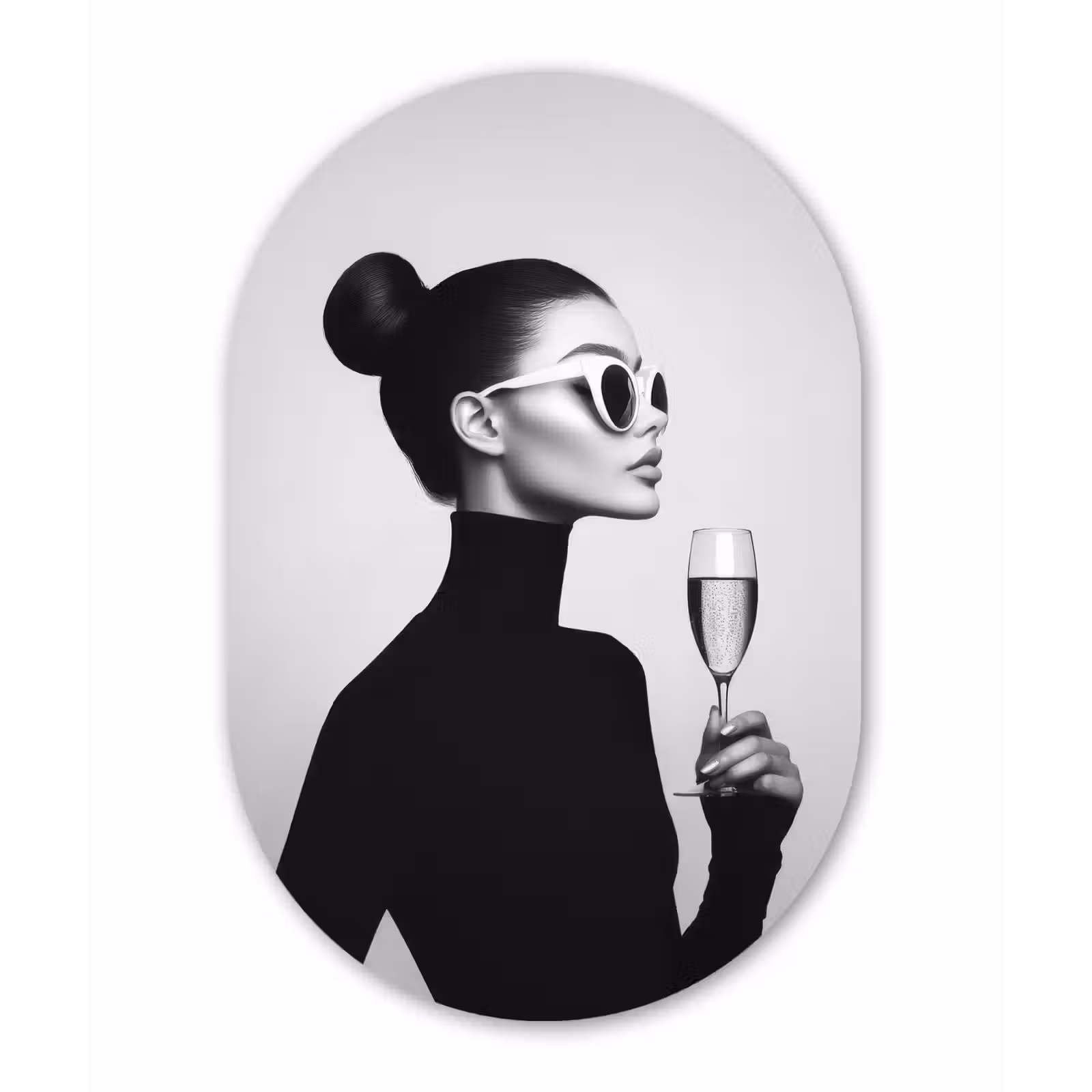 Muurovaal - aluminium - Vrouw - Champagne - Modern — 1