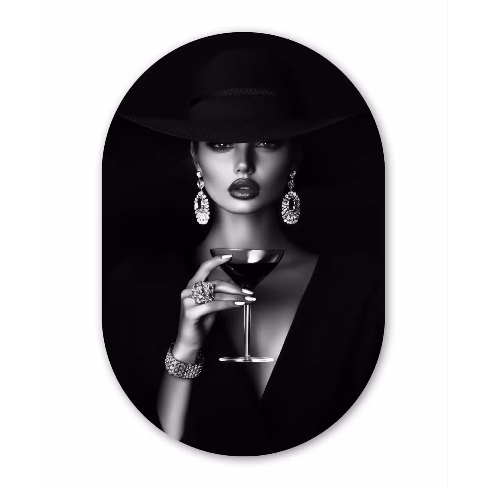 Muurovaal - aluminium - Vrouw - Cocktail - Chic — 1