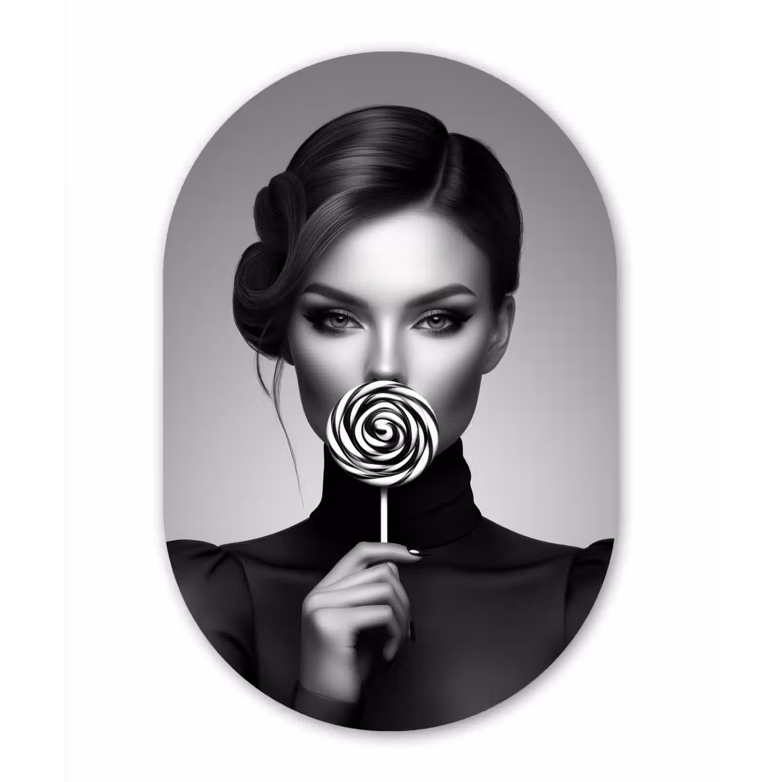 Muurovaal - aluminium - Vrouw - Lolly - Zwart — 1
