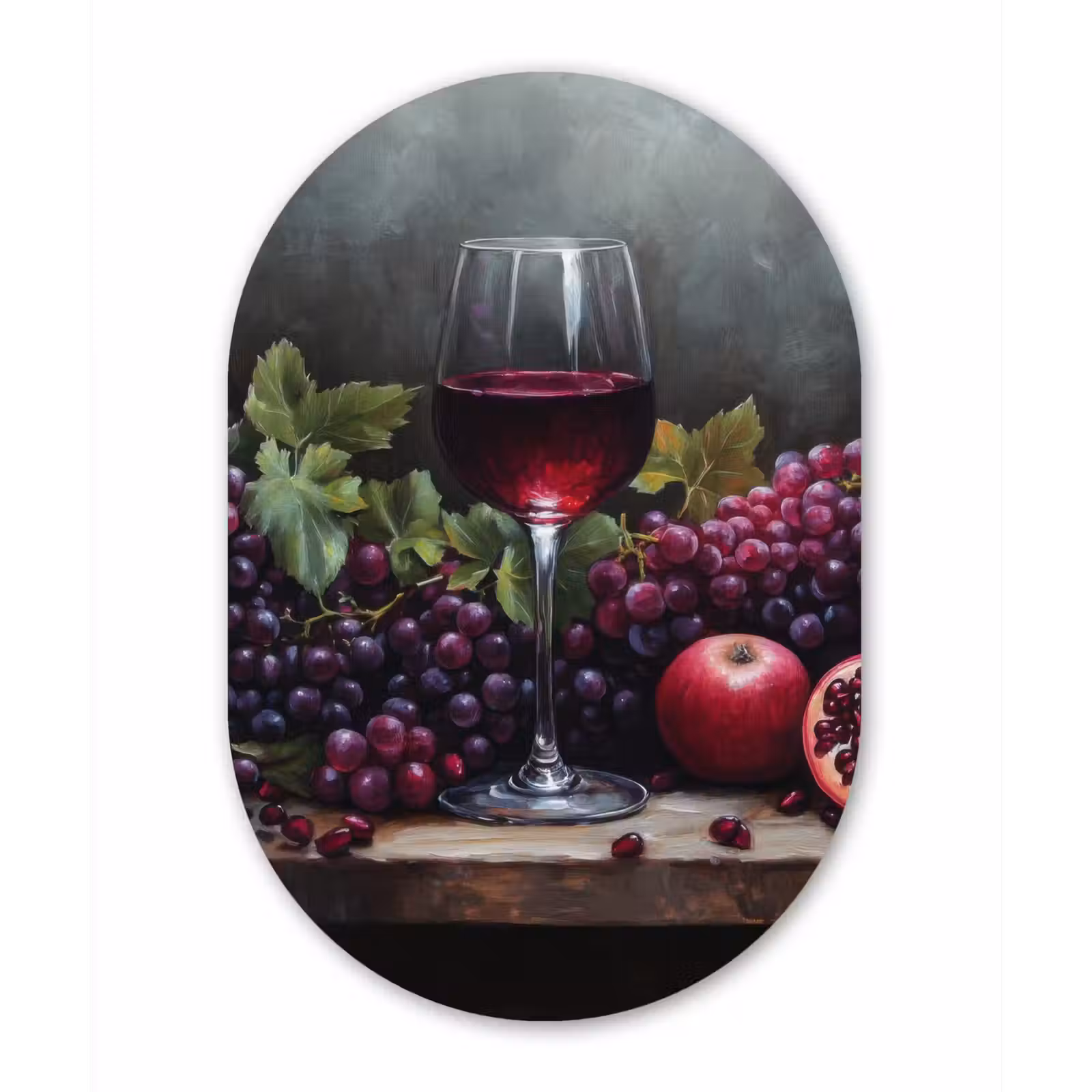 Muurovaal - aluminium - Wijn - Fruit - Stilleven — 1