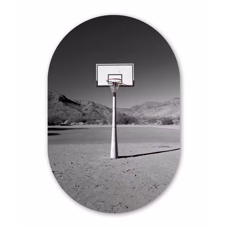 Muurovaal - aluminium - Basketbalpaal - Landschap - Zand - Wit — 1