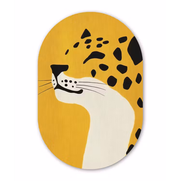 Muurovaal - aluminium - Cheetah - Illustratie - Geel — 1