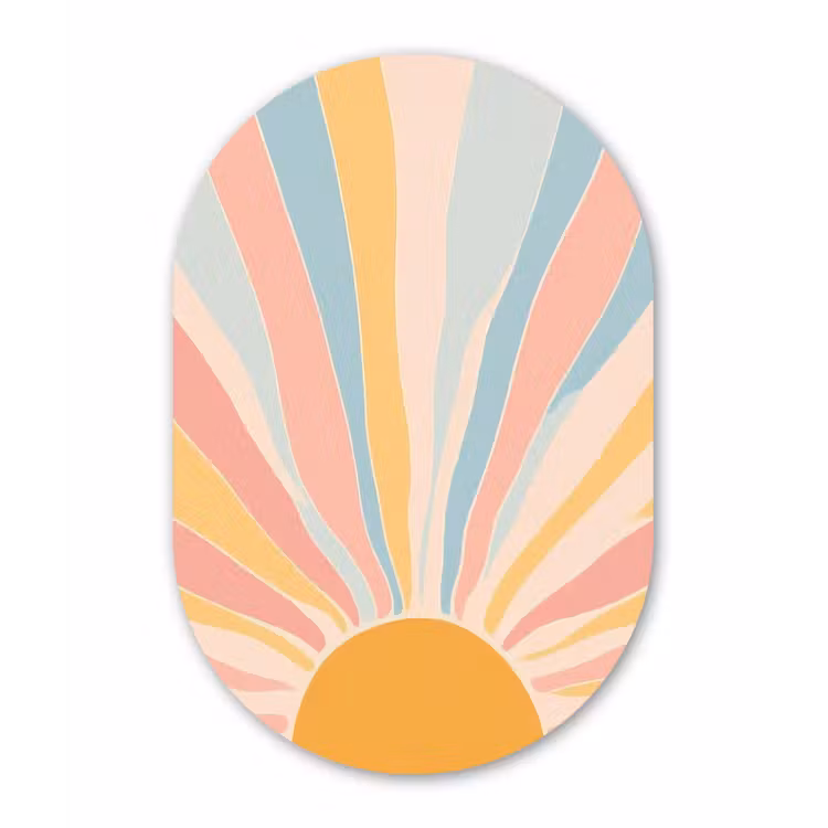 Muurovaal - aluminium - Illustratie - Zon - Pastelkleuren — 1