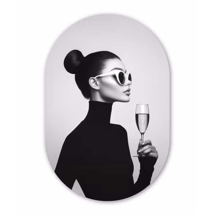 Muurovaal - aluminium - Vrouw - Champagne - Modern — 1