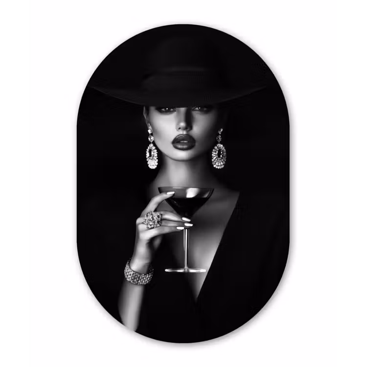 Muurovaal - aluminium - Vrouw - Cocktail - Chic — 1