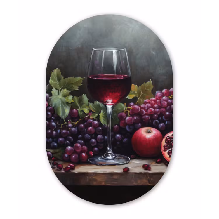 Muurovaal - aluminium - Wijn - Fruit - Stilleven — 1