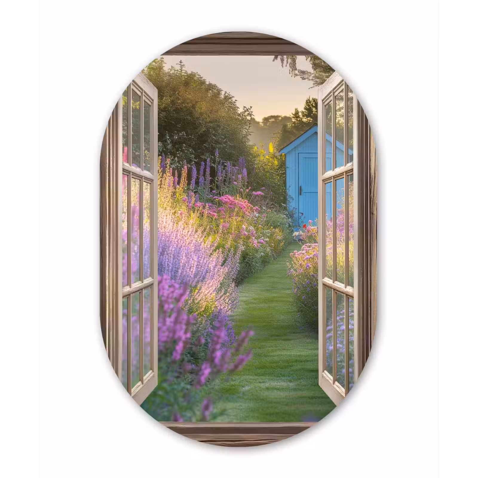 Muurovaal - aluminium - Doorkijk - Bloemen - Raam - Natuur — 1