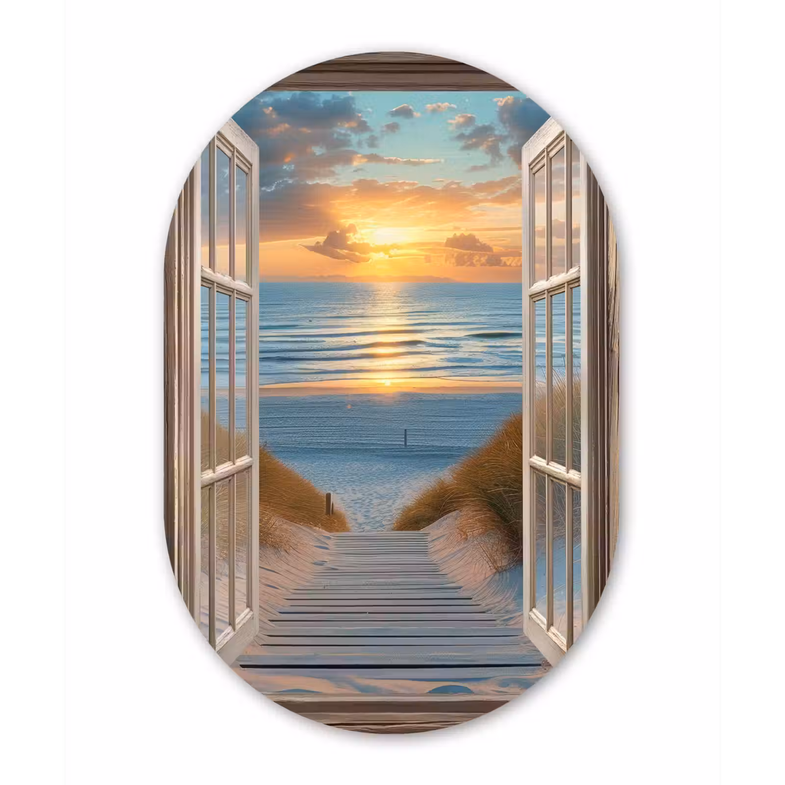 Muurovaal - aluminium - Doorkijk - Strand - Pad - Zonsondergang — 1