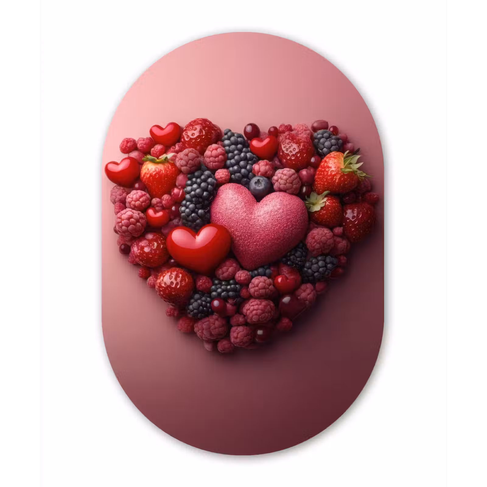 Muurovaal - aluminium - Fruit - Hartjes - Aardbeien - Frambozen - Bosbessen — 1