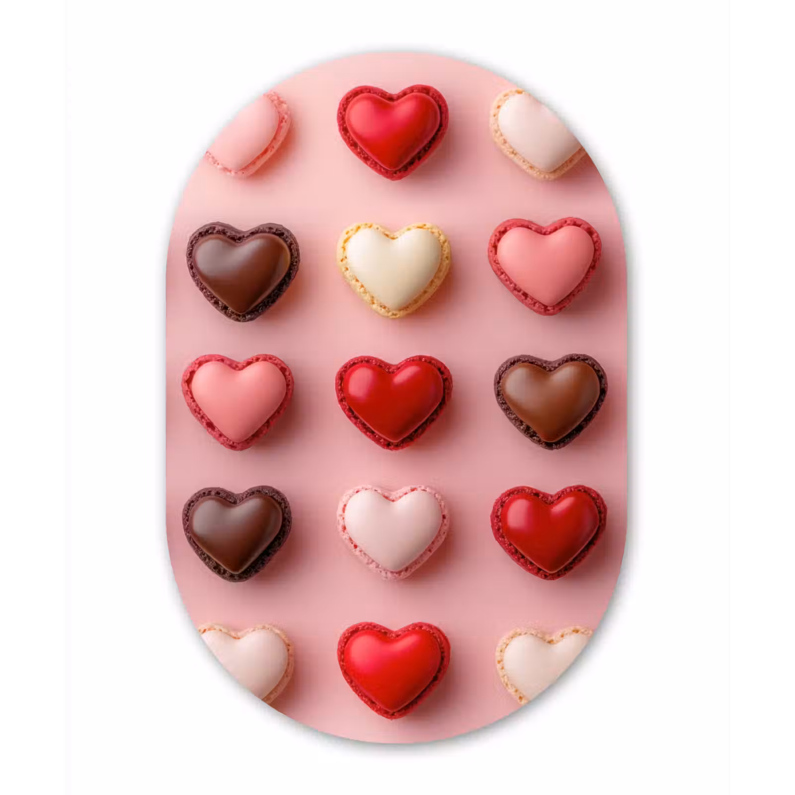 Muurovaal - aluminium - Macarons - Hartjes - Kleurrijk - Roze — 1