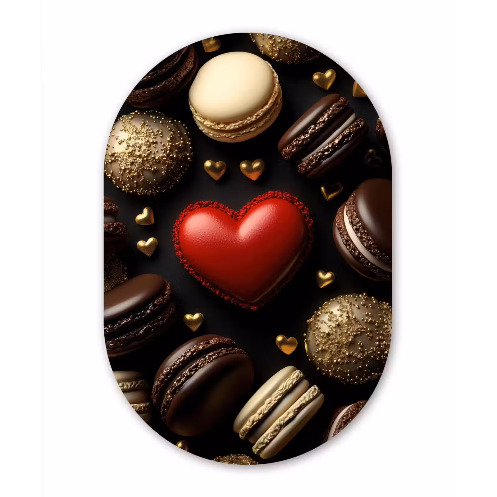 Muurovaal - aluminium - Macarons - Rood - Hart — 1