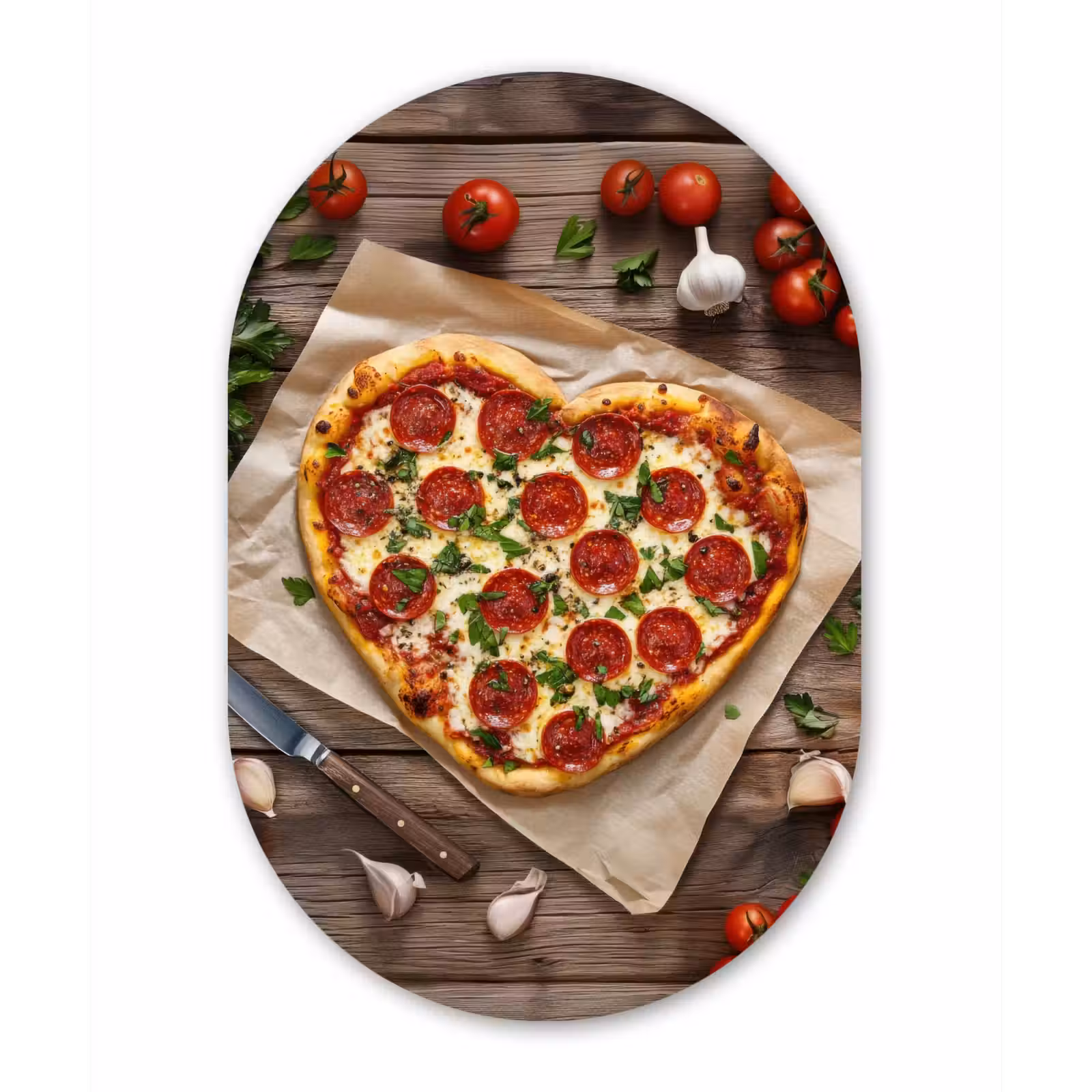Muurovaal - aluminium - Pizza - Hart - Pepperoni - Tomaat — 1