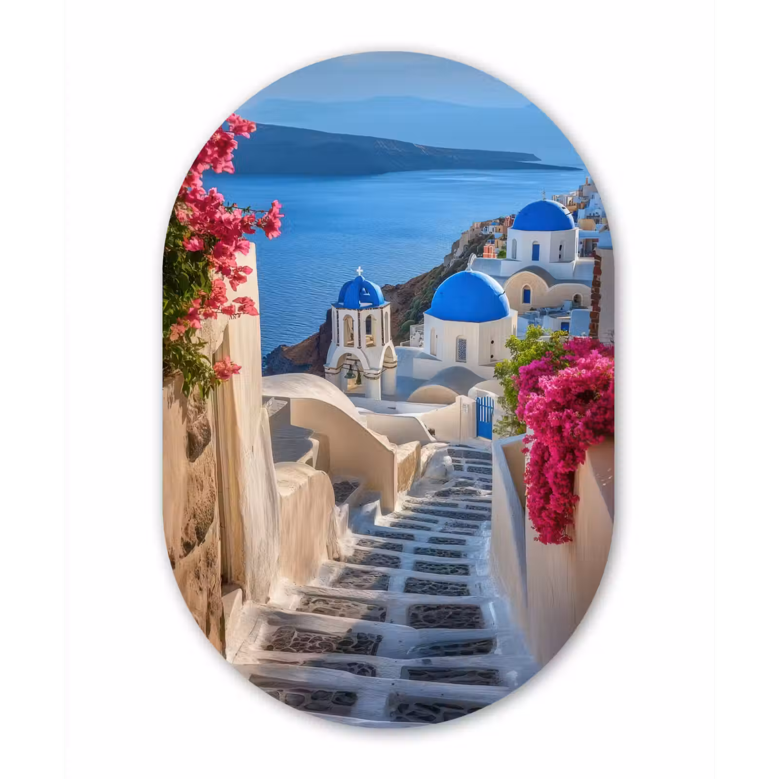 Muurovaal - aluminium - Santorini - Bloemen - Griekenland — 1