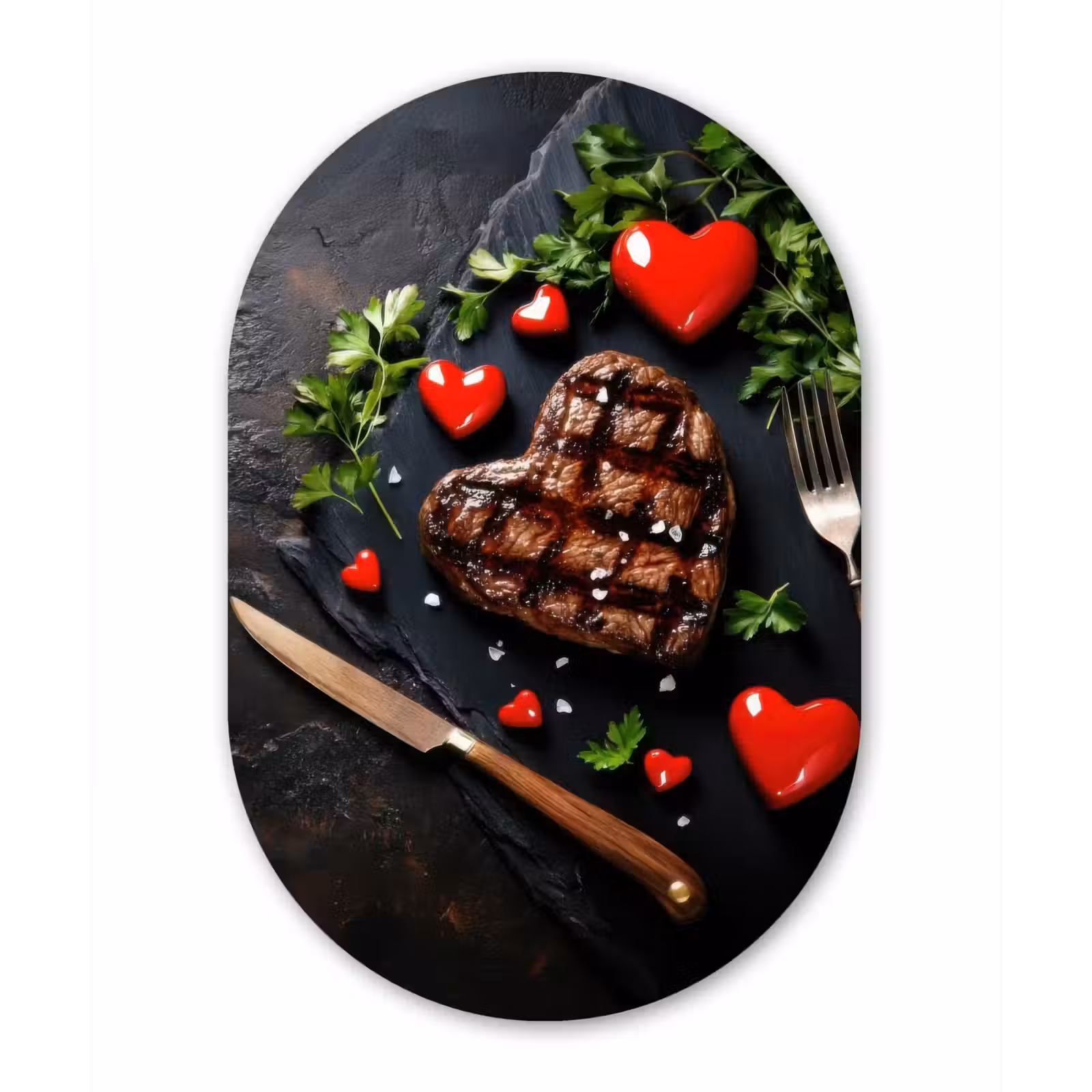 Muurovaal - aluminium - Steak - Hart - Bestek — 1