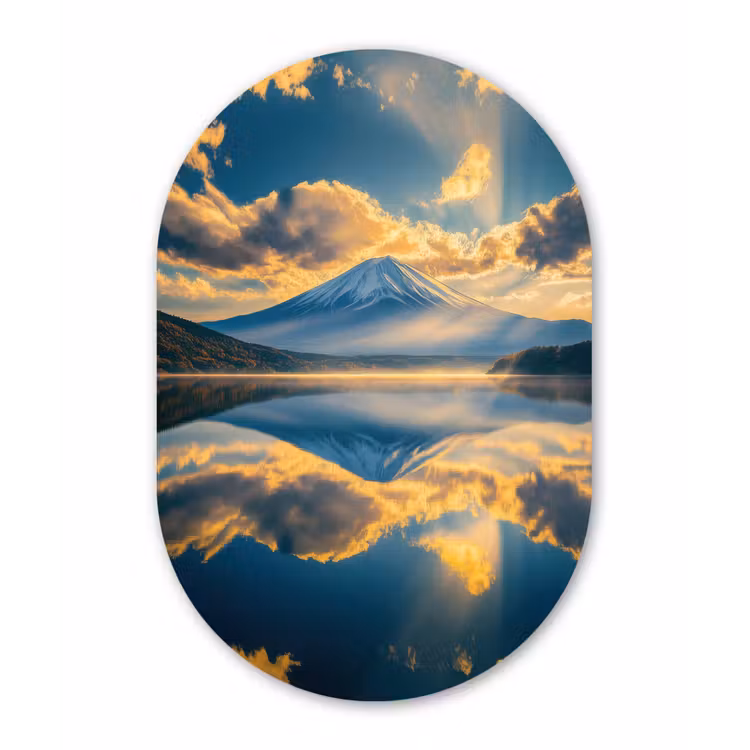 Muurovaal - aluminium - Berg - Rivier - Zonsondergang — 1
