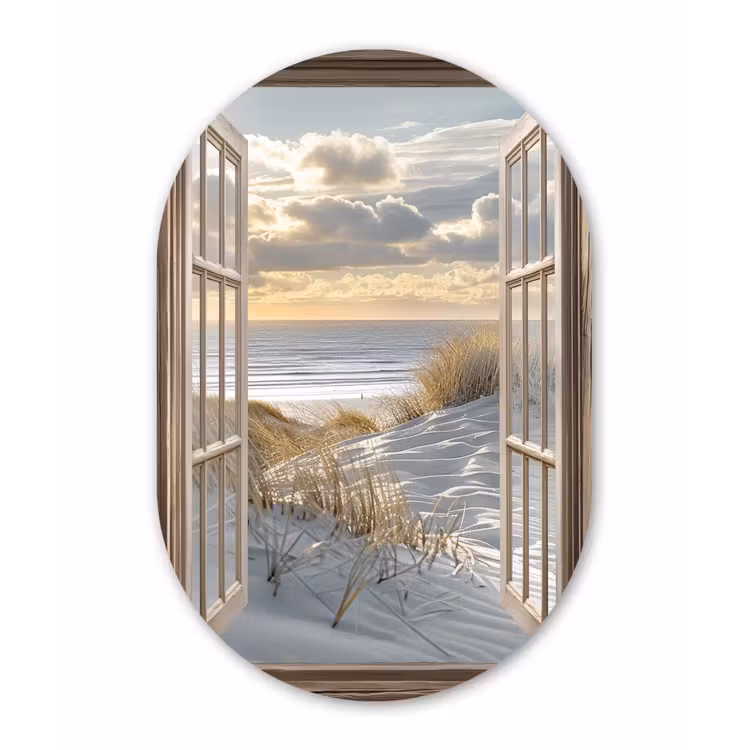 Muurovaal - aluminium - Doorkijk - Strand - Duinen - Zee - Natuur — 1