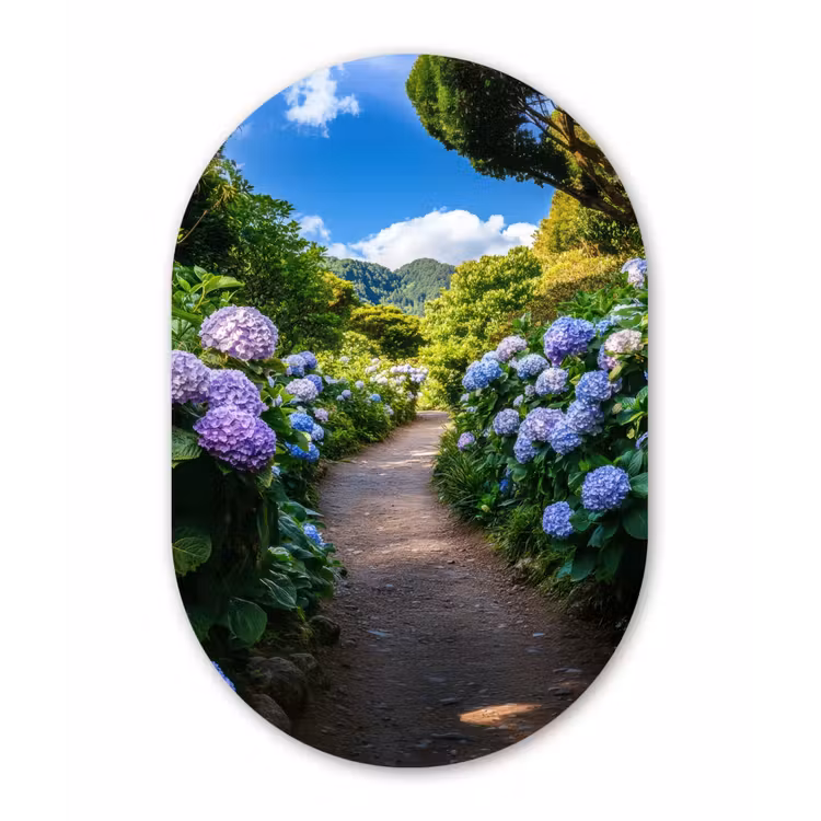 Muurovaal - aluminium - Hortsensia - Pad - Bloemen — 1