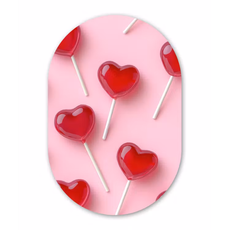 Muurovaal - aluminium - Lollies - Hartjes - Roze — 1