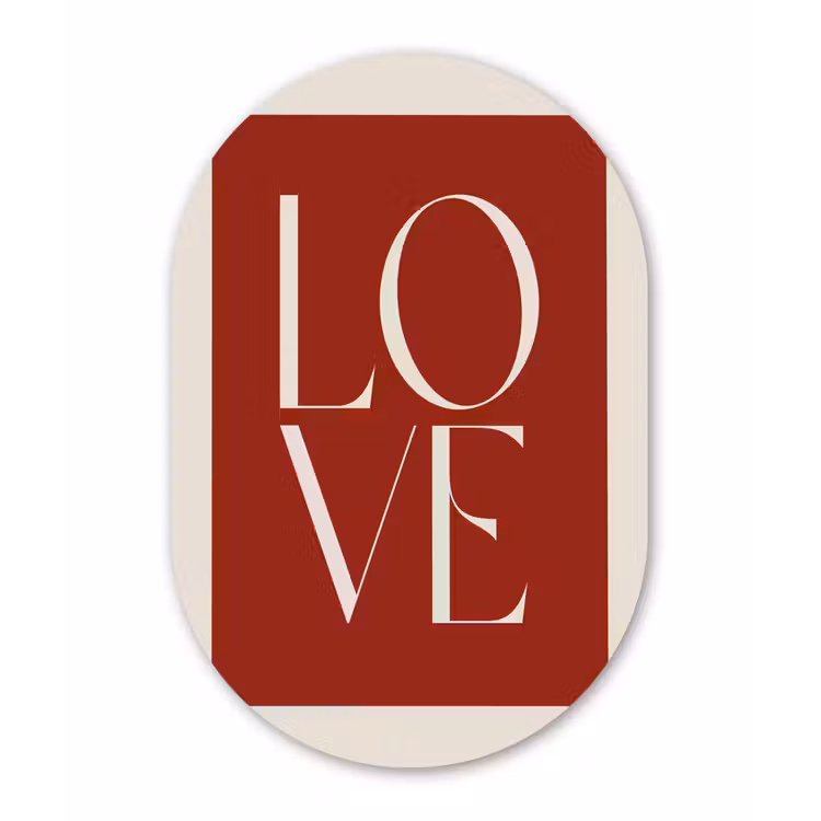 Muurovaal - aluminium - Love - Rood - Minimalistisch — 1