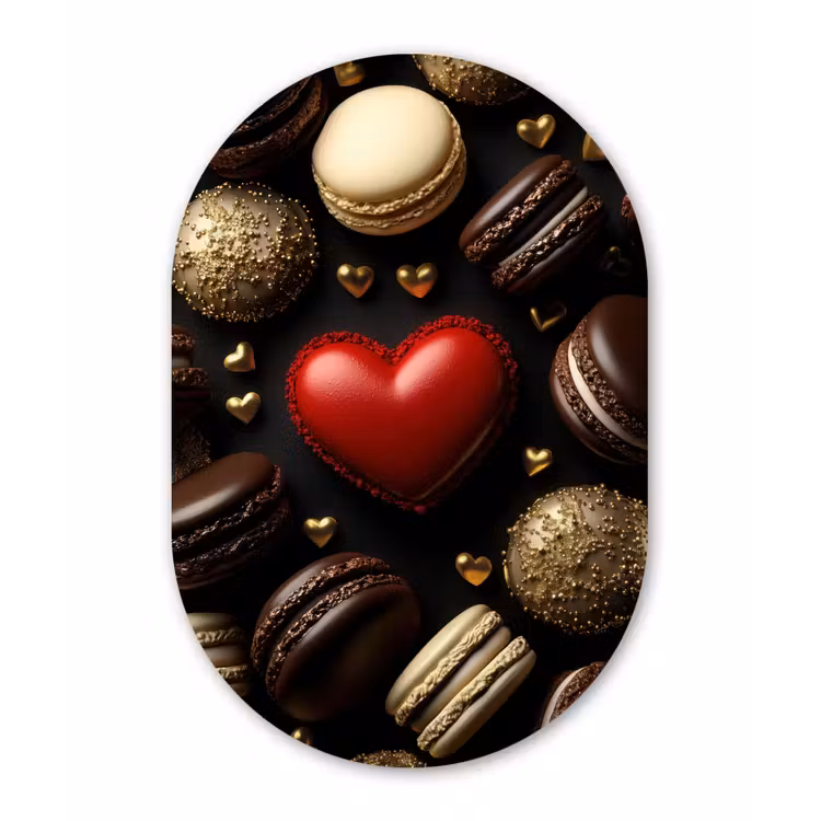 Muurovaal - aluminium - Macarons - Rood - Hart — 1