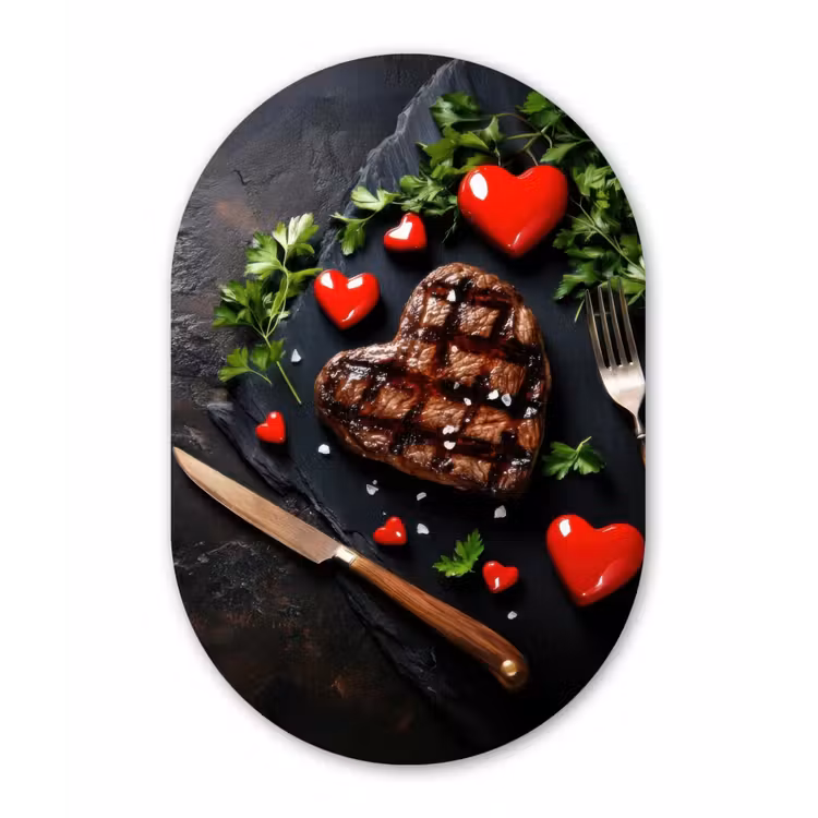 Muurovaal - aluminium - Steak - Hart - Bestek — 1