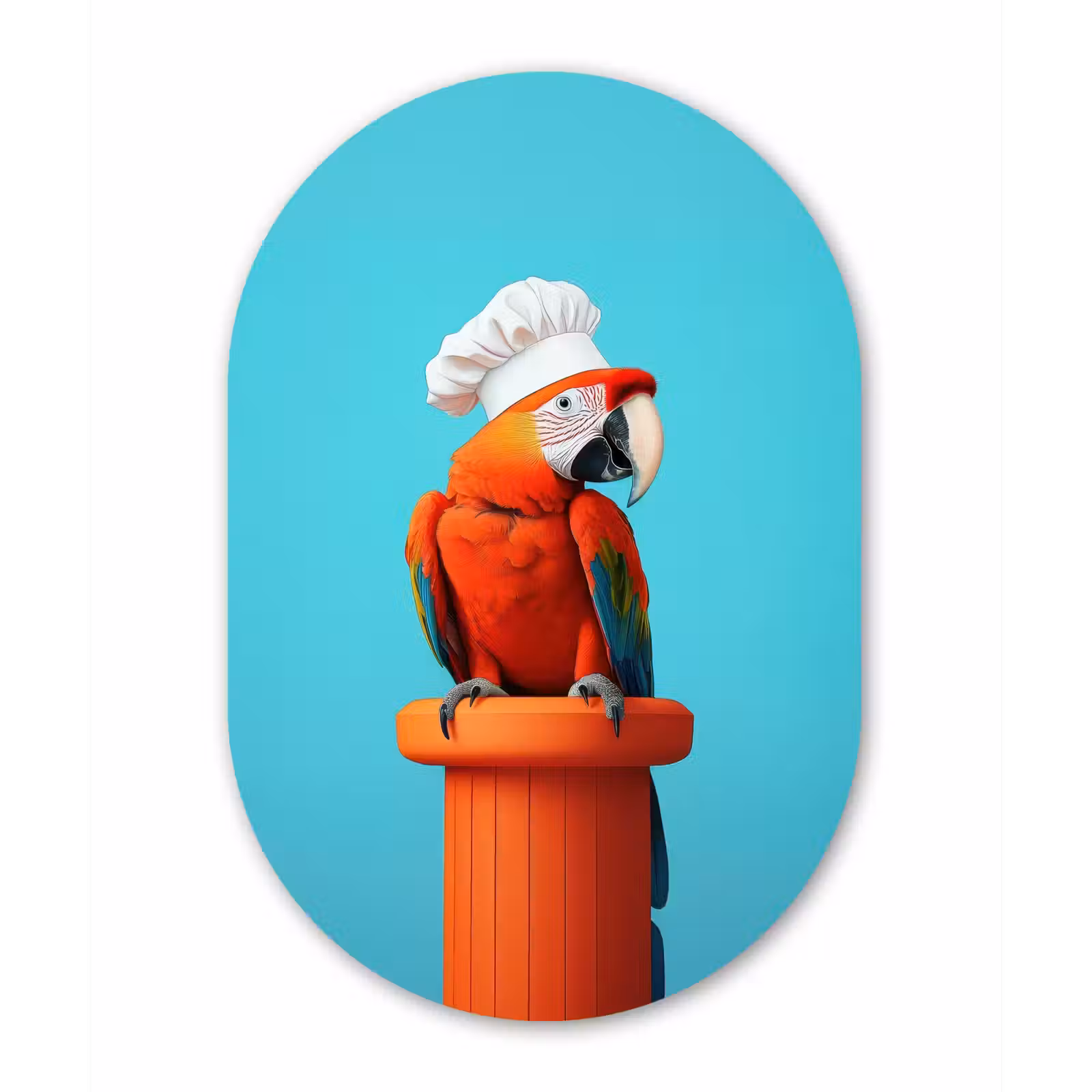 Muurovaal - aluminium - Ara - Koksmuts - Sokkel - Grappig — 1