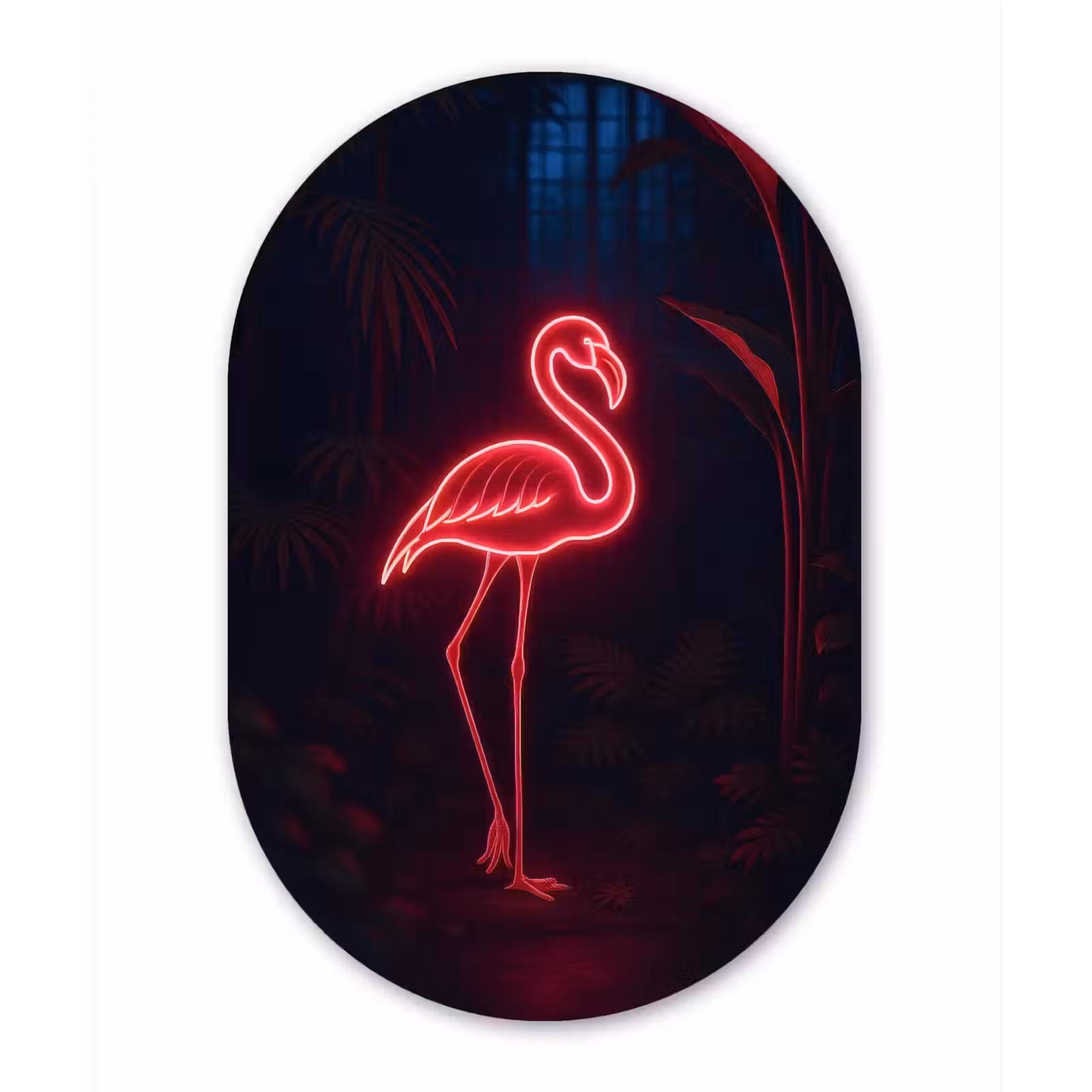 Muurovaal - aluminium - Flamingo - Roze - Neon - Licht — 1