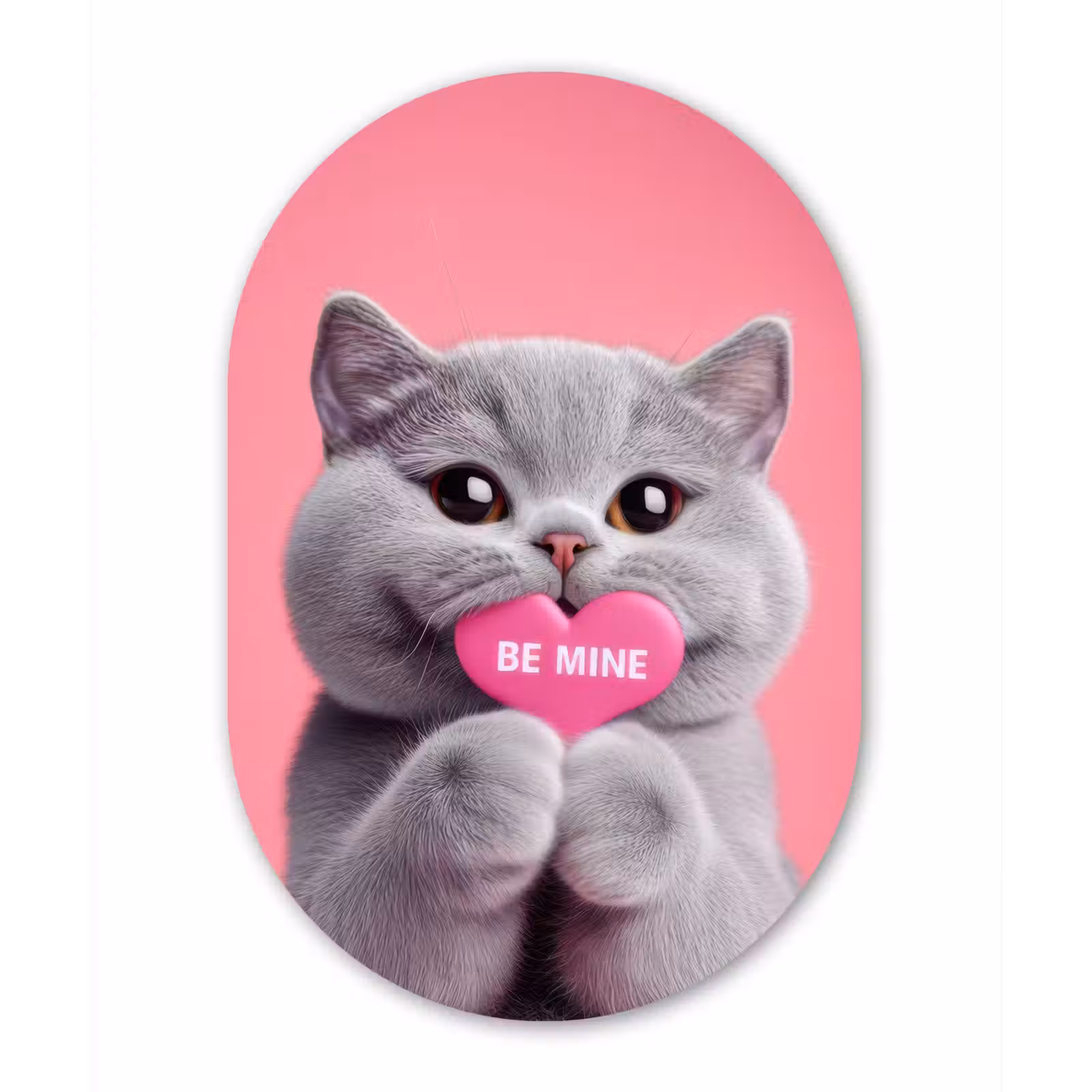 Muurovaal - aluminium - Kat - Valentijn - Roze - Liefde — 1