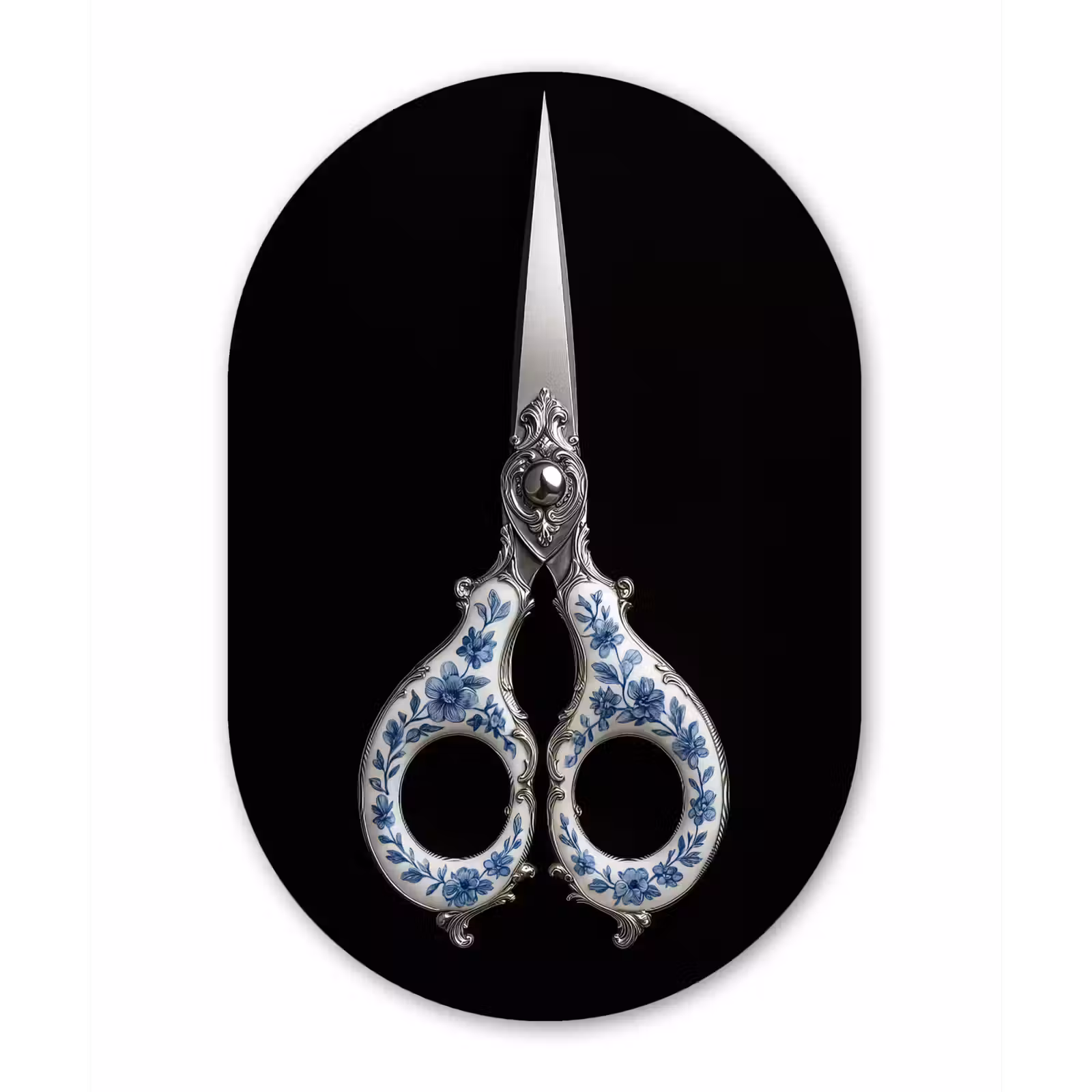 Muurovaal - aluminium - Schaar - Delfts blauw - Zwart — 1